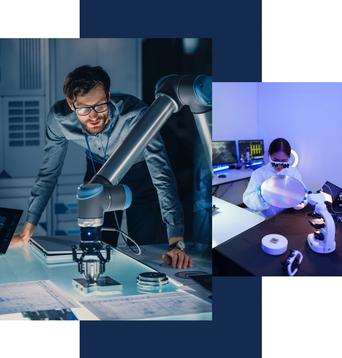 Scientist using advanced lab equipment